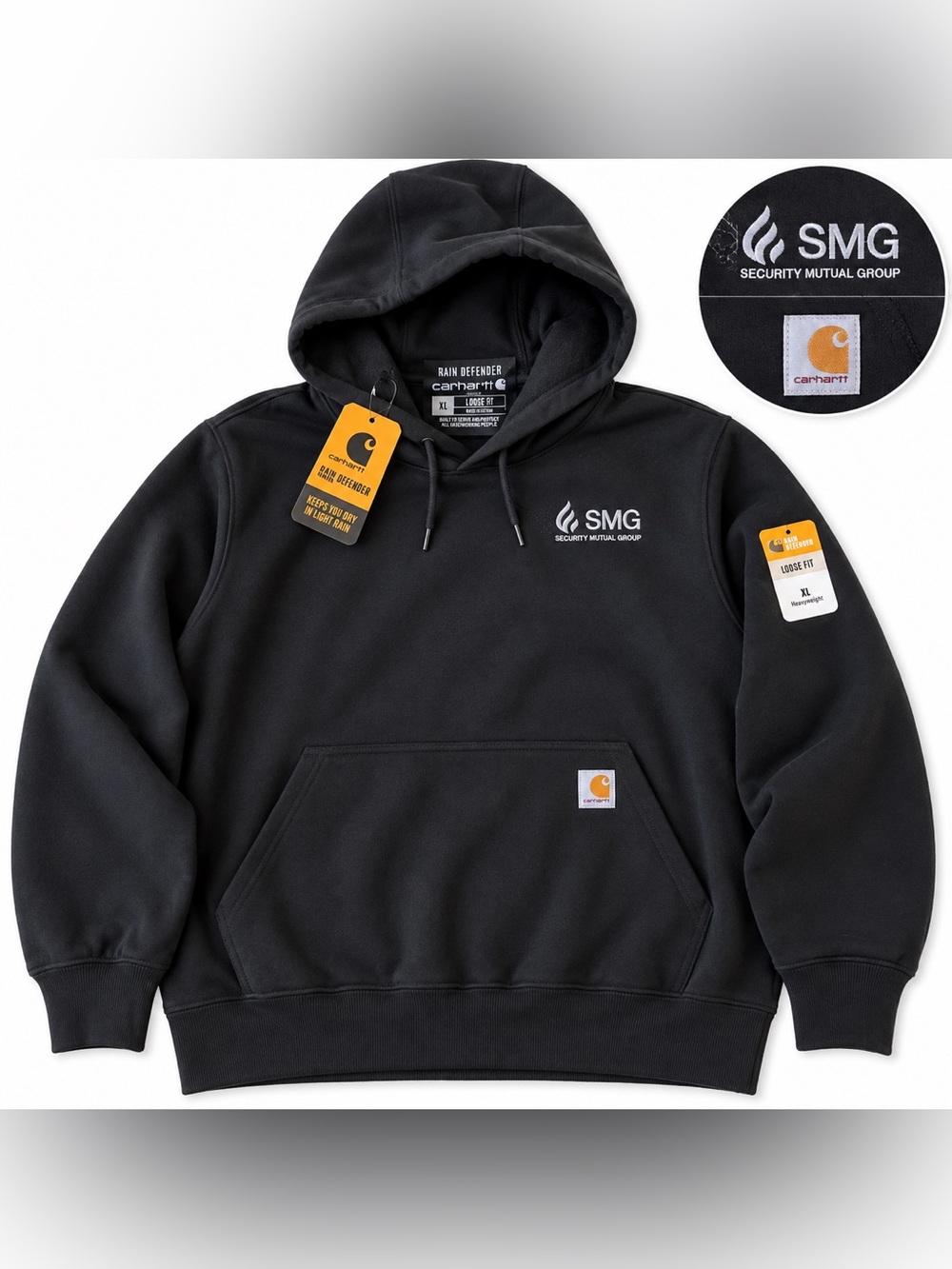 Carhartt Rain Defender Heavyweight Hoodie XL Black NWT Loose Fit Workwear
